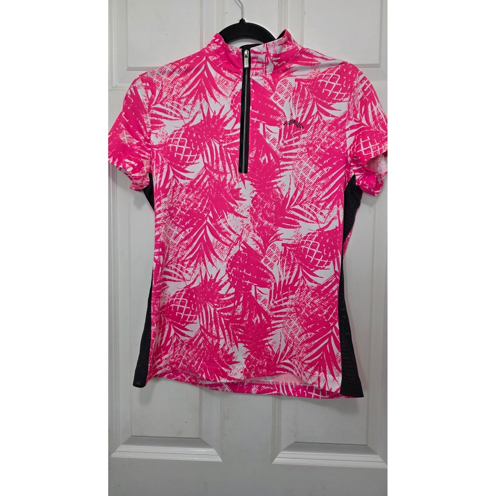 Tail‎ Activewear Cycling Jersey Womens Small Pink Tropical 1/4 Zip Top